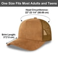 thumbnail image 3 of TOPTIE 5 Panel Baseball Cap Suedette Front Mesh Back Adjustable Unisex Snapback Hat-Camel, 3 of 8