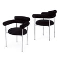 thumbnail image 2 of Christopher Knight Home Contemporary Boucle Upholstered Dining Chairs, Armchair with Metal Legs, Black, Set of 2, 2 of 13