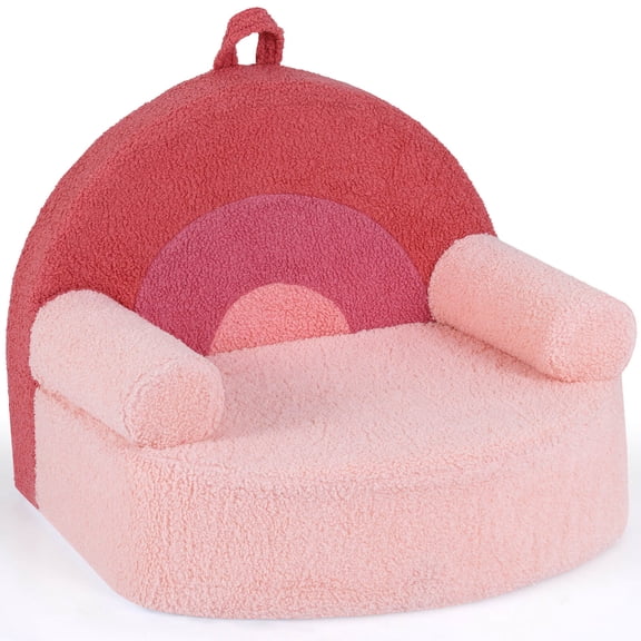 Infans Kids Couch Toddler Foam Sofa with Soft & Machine-Washable Teddy Fleece Cover