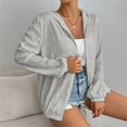 thumbnail image 6 of Jxximdong Fashion Coat for Women, Lightweight Hoodies Zip Up Fall Casual Jacket Fashion Long Sleeve Solid Color Sweatshirts Outerwear , Women's Coats Gray, 6 of 6