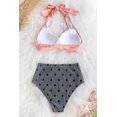 thumbnail image 4 of Women's Pink Geometric Print High Waisted Twisted Halter Bikini Set, 4 of 5