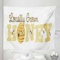 thumbnail image 1 of Honey Bee Tapestry, Locally Grown Honey Calligraphic Advertisement Design, Fabric Wall Hanging Decor for Bedroom Living Room Dorm, 5 Sizes, Dark Cocoa Mustard, by Ambesonne, 1 of 1