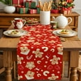 thumbnail image 5 of Christmas Gingerbread Man Table Runner 13x108 Inch Winter Snowflake Food Red Background Table Runners Dresser Scarves Winter Holiday Kitchen Dining Table Decoration for Home Party Indoor, 5 of 9