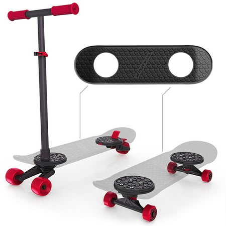 MORFBOARD Skate & Scoot Combo, 2-in-1 Kick Scooter for Kids with 3-Position Adjustable Height and Extra Wide Skateboard Deck, For Boys or Girls 8 Years and Up, Supports 150 lbs - Lava