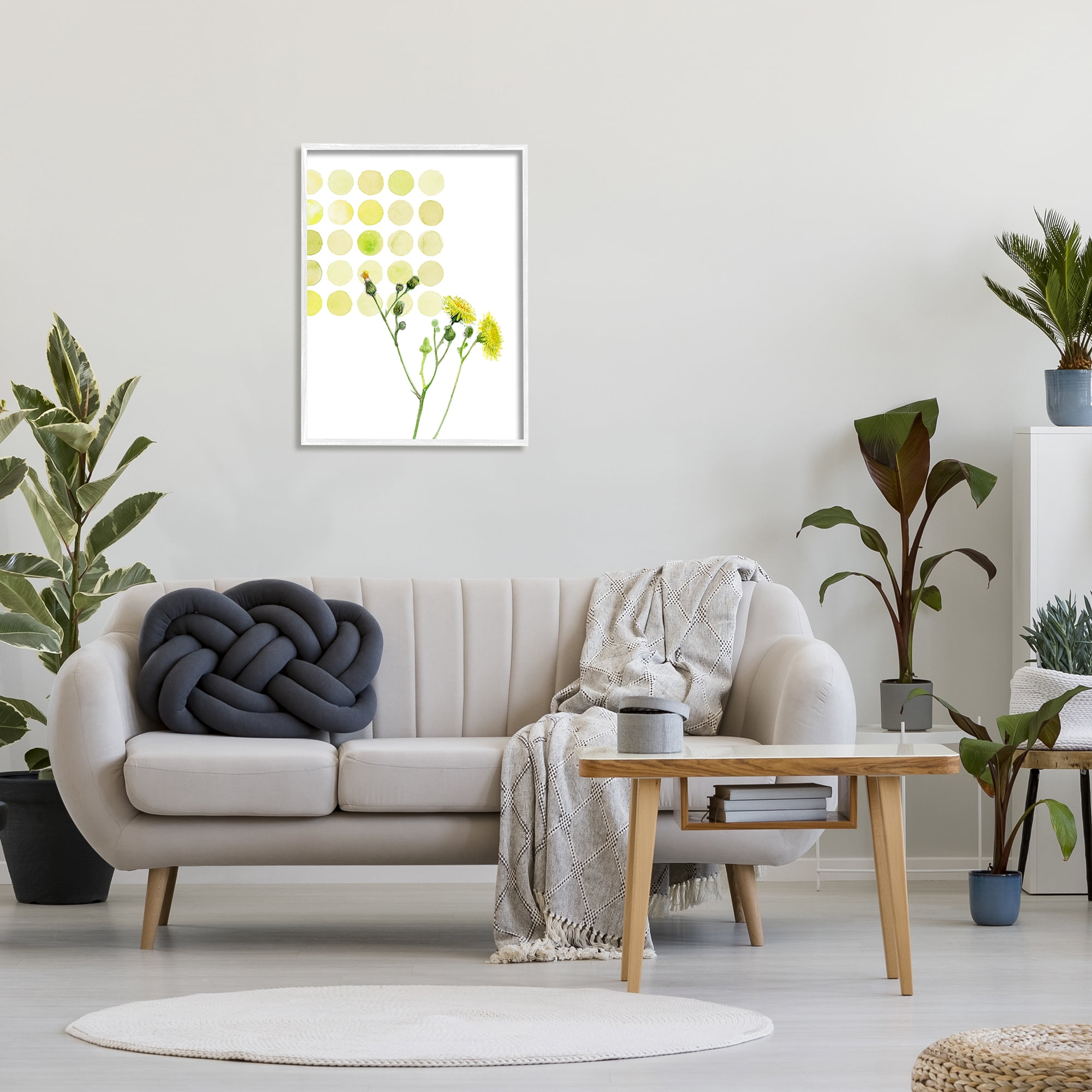 Stupell Industries Dandelion Flowers under Abstract Summer Circles Floral Painting, 24 x 30, Design by Verbrugge Watercolor