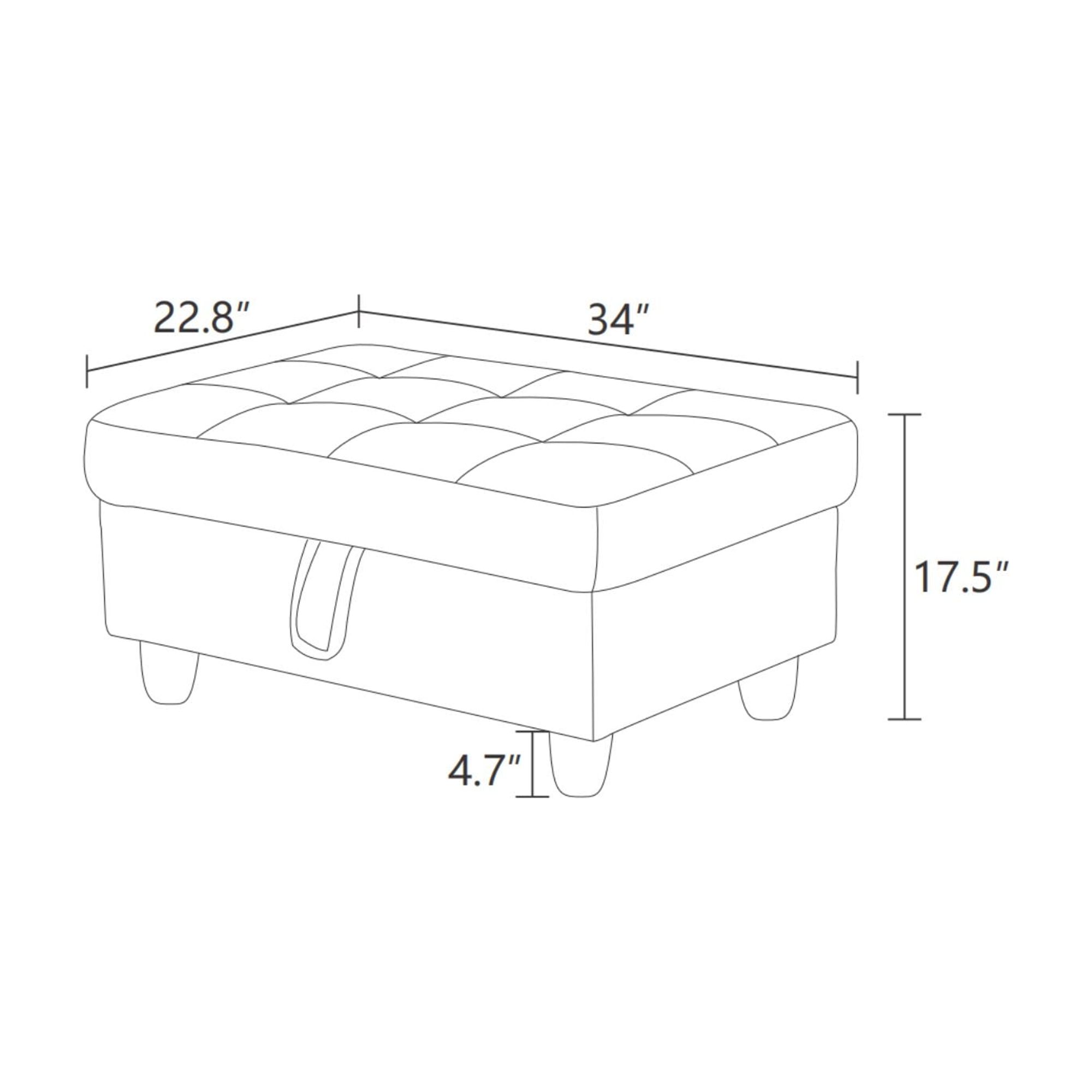 MAYEERTY Semi PU Synthetic Leather Ottoman with Storage for Modular Sectional Sofa, Black