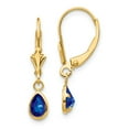 thumbnail image 1 of 14K Yellow Gold Earring Birthstone (09) September Women'S Sapphire Pear Blue 23 mm 4, 1 of 3