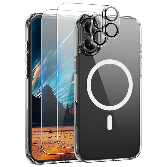 [5 in 1 ) MagSafe CASE Compatible with iPhone 17  with Screen Protector [2 Pack]  Camera Lens Protector[2 Pack], Military Grade Drop Protection Transparent Cover