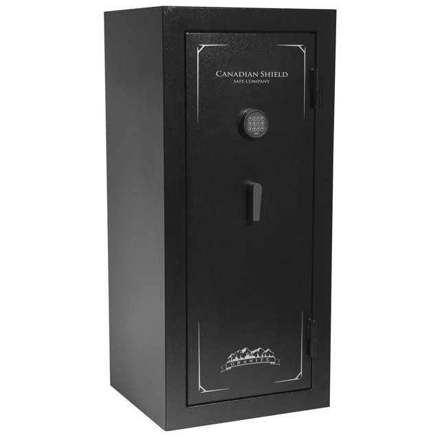 Canadian Shield Granite-'24-Gun, fireproof with Electronic Lock, Drop Lever Handle, Black Matte