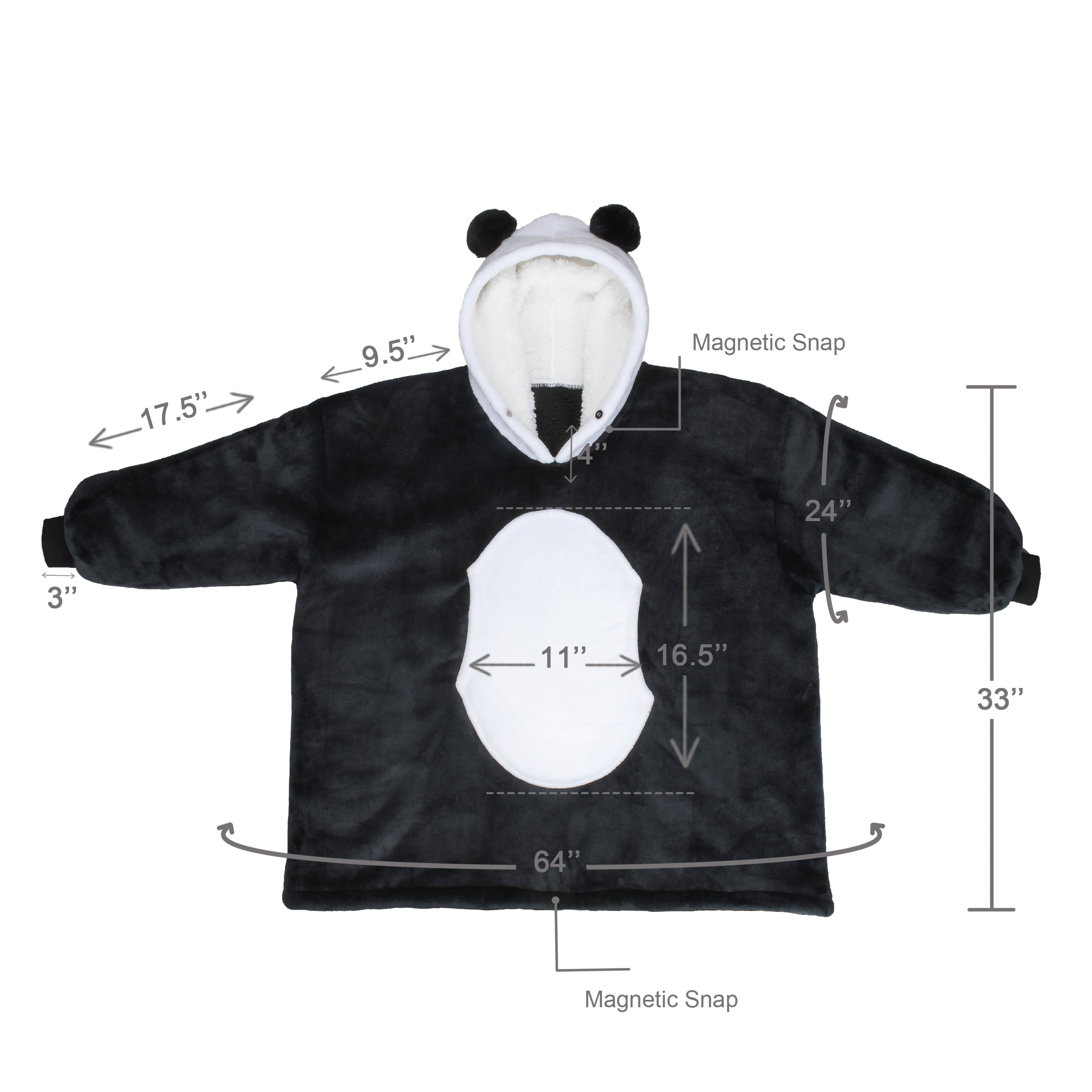 Panda Oversized Sherpa Hoodie Blanket Sweatshirt for Women
