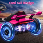 24V Kids Go Kart, 300W Powerful Electric Drift Kart Car, 8mph Max Speed, Max Load 110lbs, W/Button Start, Lights,Safety Belt, Music Age 6-12