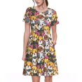 thumbnail image 1 of Easygdp Cute Cat Cartoon para Vestido Transpirable de Mujer, Vestido Suelto de Manga Corta con Pliegues y Bolsillos para el Verano, 1 of 6