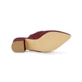 thumbnail image 5 of BLISSFUL STEP Women's Shoes Buckle Strap Pointed Toe Chunky Heel PU Vamp Mule Shoes Burgundy 7, 5 of 7