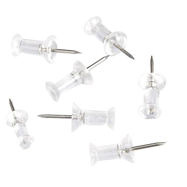 Tachuelas de empuje, cabeza de plástico transparente, punta de acero, paquete de 100, 23*8 mm