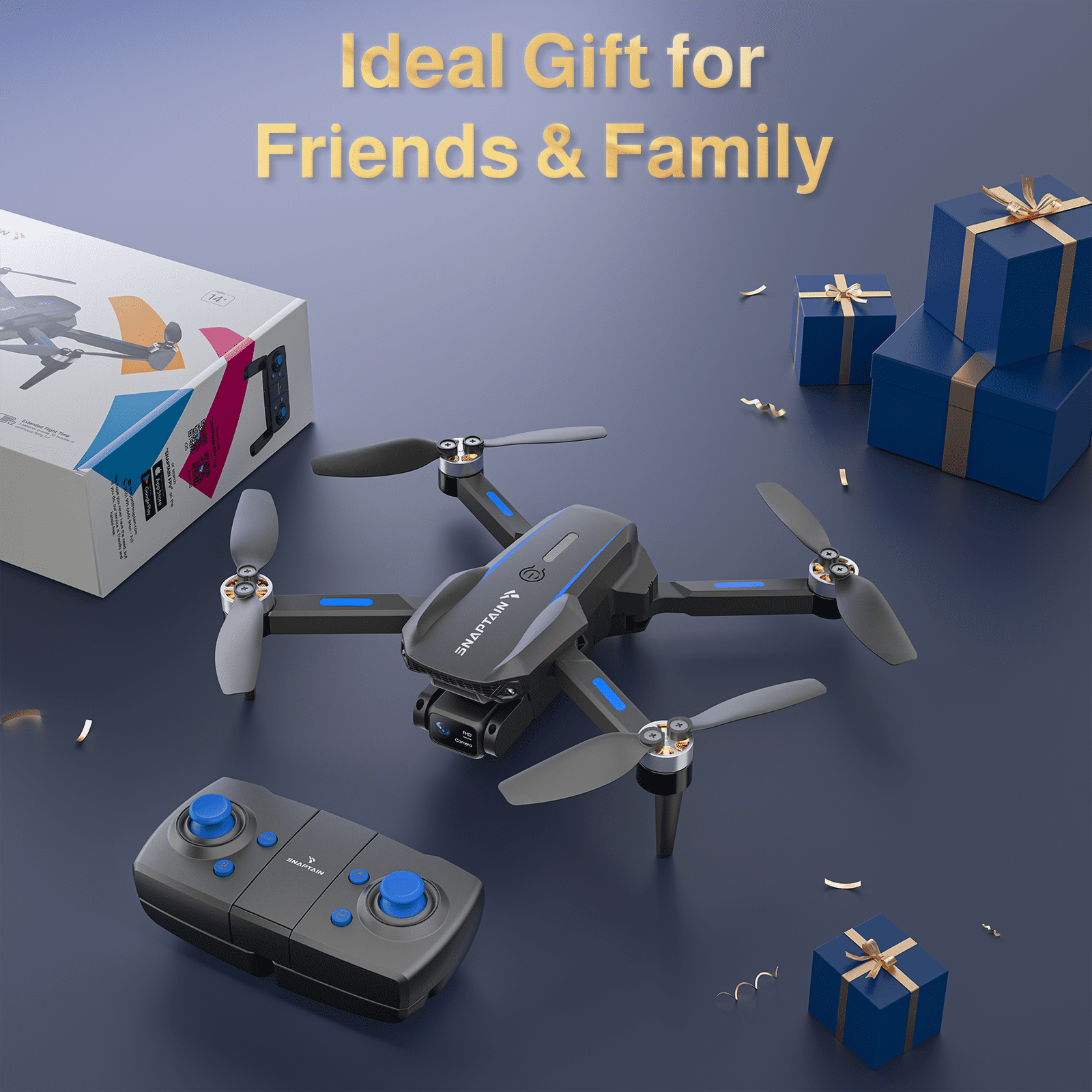 SNAPTAIN S5C-720P WiFi FPV Drone with 720P HD Camera, Voice/Gesture Control, RC Quadcopter for Beginners Black
