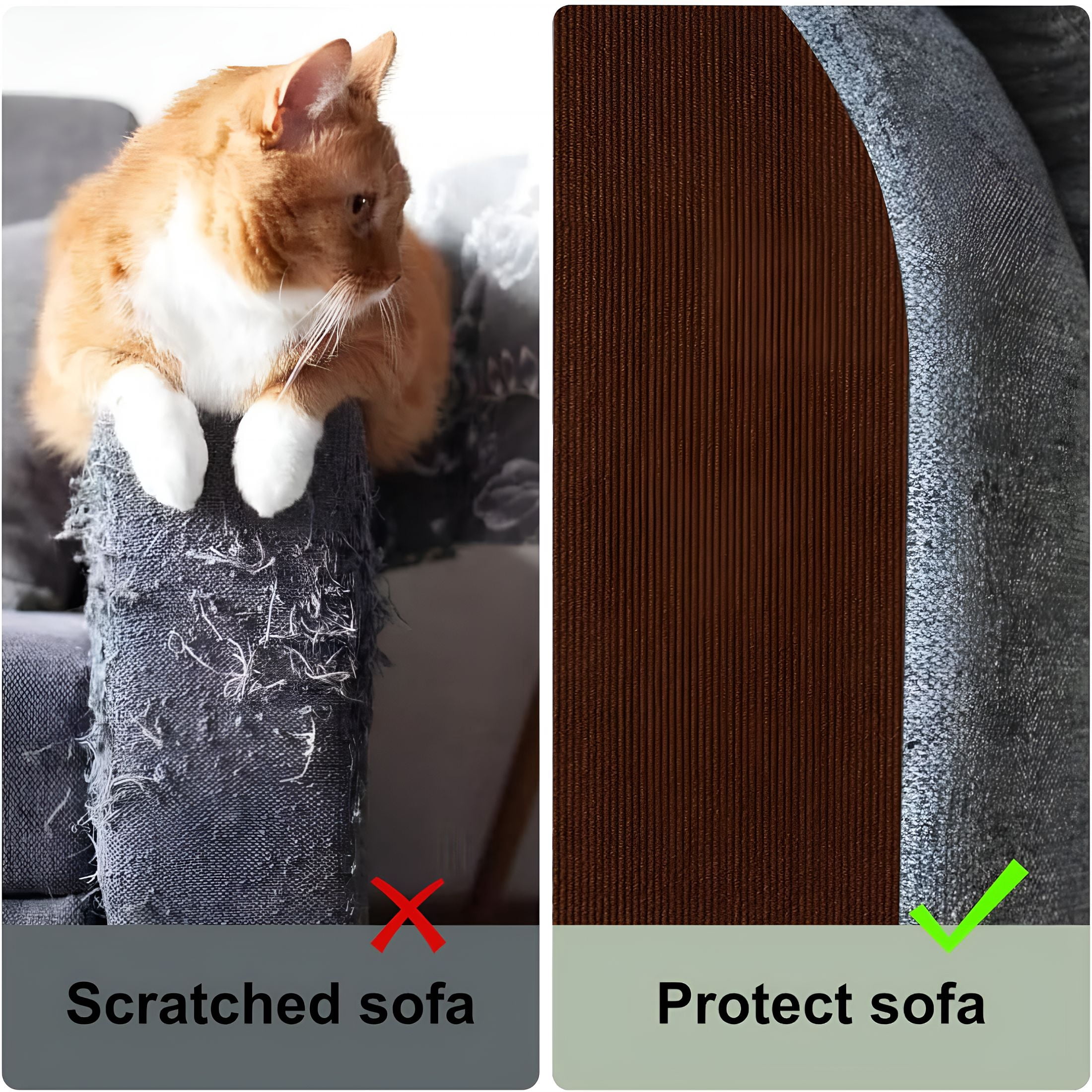 XIBUFE Cat Scratch Couch Furniture Protector, Adhesive Cat Scratch Pad Deterrent for Furniture, DIY Climbing Cat Scratcher Couch Protector for Indoor (Brown,78.7x15.8In)