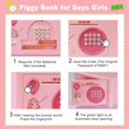 thumbnail image 5 of Alcancía para Niños, Caja de Ahorro de Dinero con Contraseña y Huella Dactilar, Cajero Automático Seguro para Monedas, Regalo de Cumpleaños, Color Rosa, 5 of 5