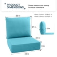 thumbnail image 2 of PARKWELL Outdoor Deep Seat Cushion Set, 22 x 24, Water Repellent, Fade Resistant, 6-Inch Thicken Deep Seat Bottom and Back Cushion for Chair, Sofa, and Couch, Turquoise, 2 of 8