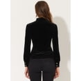 thumbnail image 4 of INSPIRE CHIC Blusa de terciopelo de manga larga elegante gótica con cuello levantado y volantes para mujer Negro XS, 4 of 5