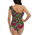 thumbnail image 5 of Sikiie Graffiti Tape Women One Piece Swimsuits Tummy Control One Shoulder Bathing Suits Ruffle Swimwear, From S to XXL, 5 of 6