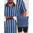 thumbnail image 7 of DARING DIVA Men's Big Tall Colorblock Striped Short Sleeve Button-Down Shirt 2XL Blue, 7 of 7