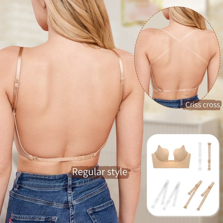 Women's Low Back Bra Deep U Plunge Backless Bras Convertible Multiway Low  Cut Open Back Bra Halter Bras