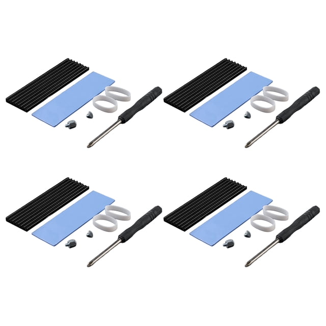 Methold Disipador de calor plateado para 4 unidades, SSD, 4 unidades/juego, M.2 con oxidación anódica, SSD para PC con buena conductividad Cables de computadora Negro 7*2.2*0.3 CM