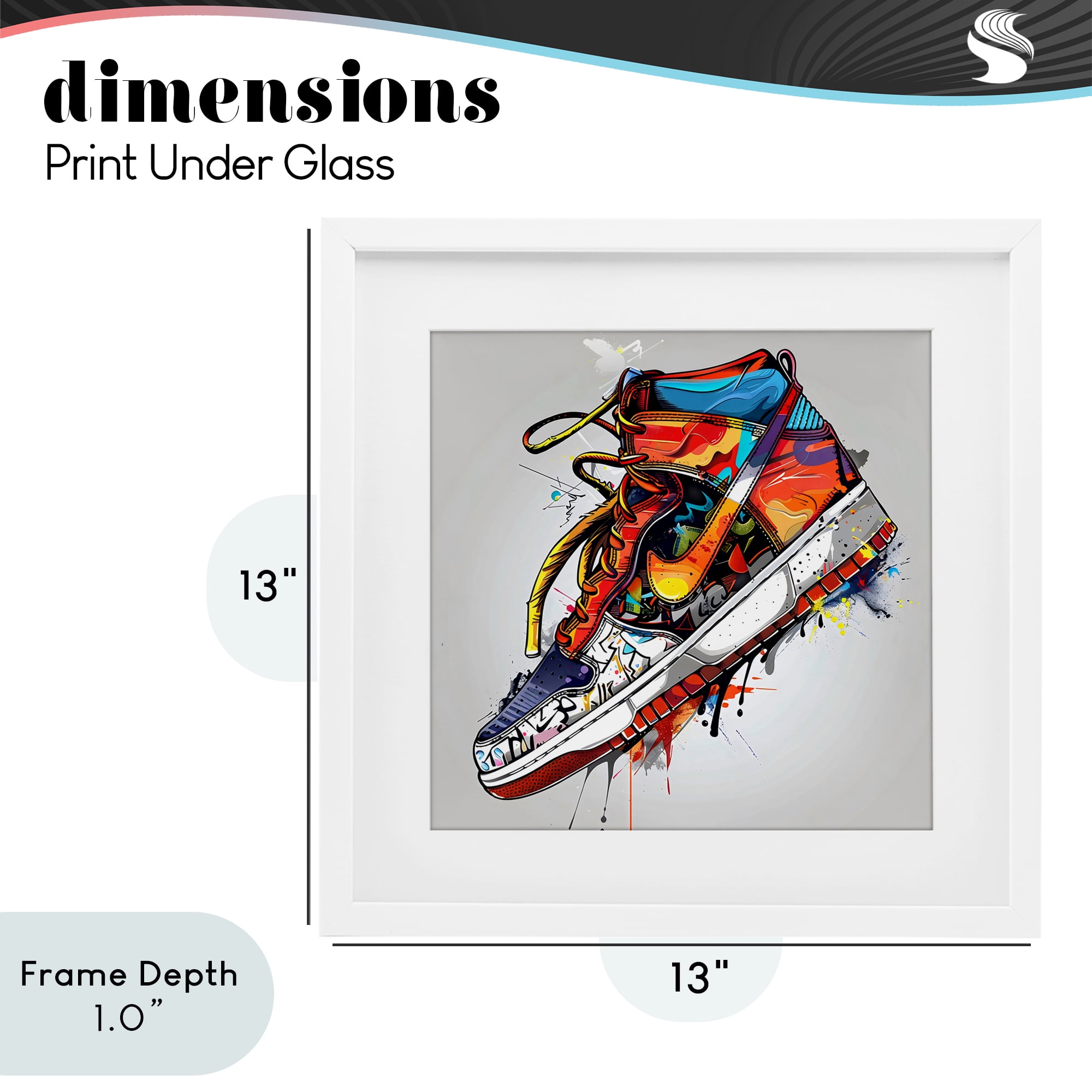 Stupell Industries Graffiti Sneaker with Laces White Framed Print Under Glass, design by Creative Studio