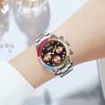 thumbnail image 6 of Women Colorful Diamond Watches Chronograph Rotatable Bezel Mineral Glass Luminous Watch Stainless Steel Waterproof Date Analog Quartz Watch Fashion Business Dress Wristwatch, 6 of 7