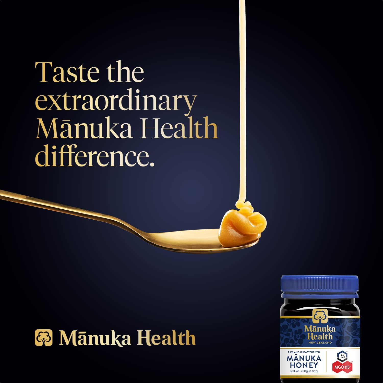 Manuka Health UMF 6+/MGO 115+, 8.8oz, Superfood, Authentic Raw Honey from New Zealand