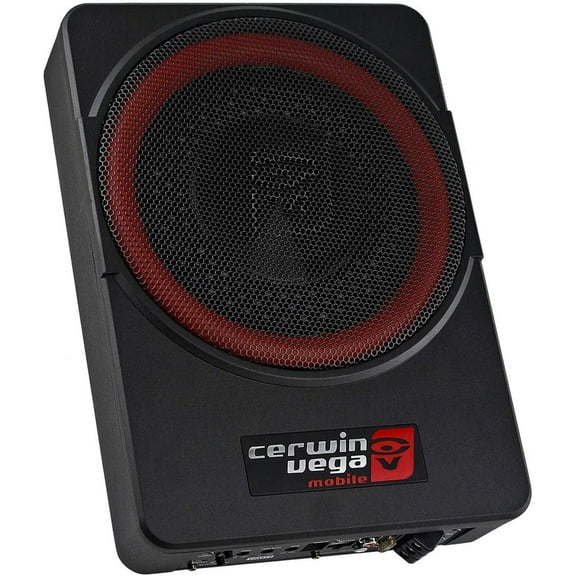 Cerwin Vega VPAS10V2 10" 550W Max / 200W RMS Low Profile Active Powered Subwoofer with Built in Amplifier Module for Working with All Vehicles