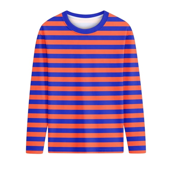 Women Stripe Shirts Long Sleeve Casual T Shirt Crewneck Fashion Tees Color Block Breathable Soft Blouse Lightweight Loose Tops 3-14 Years