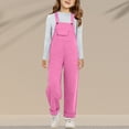 thumbnail image 7 of Coerni Girls' Vintage Jumpsuit Teens Baggy Wide Leg Jeans Overall Shorts with Pockets Kids Solid Retro Washed Strap Jumpsuits Pants, 7 of 7