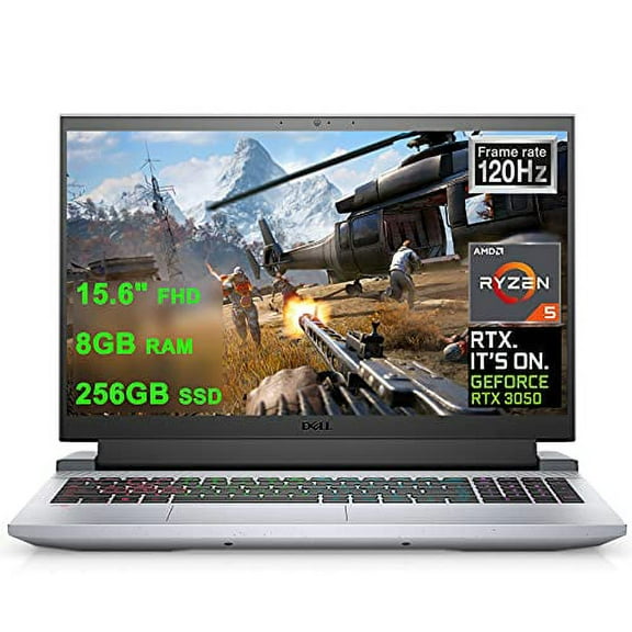 Dell Flagship G15 Ryzen Edition Gaming 15 Laptop 15.6" FHD 120Hz Display AMD 6-Core Ryzen 5 5600H (Beats i7-10750H) 8GB RAM 256GB SSD GeForce RTX 3050 4GB Backlit USB-C WIFI6 Win10