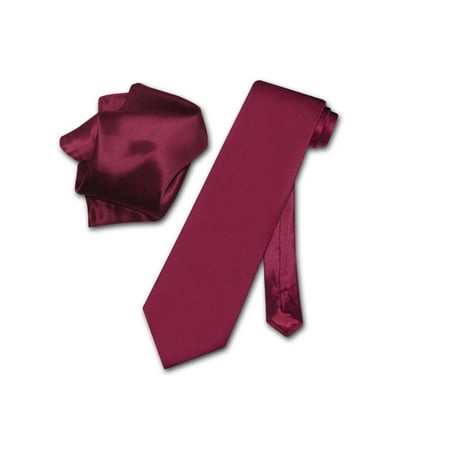 Circle Silk Tie - Biagio 100% SILK Solid BURGUNDY Color NeckTie & Handkerchief Men's Neck Tie Set