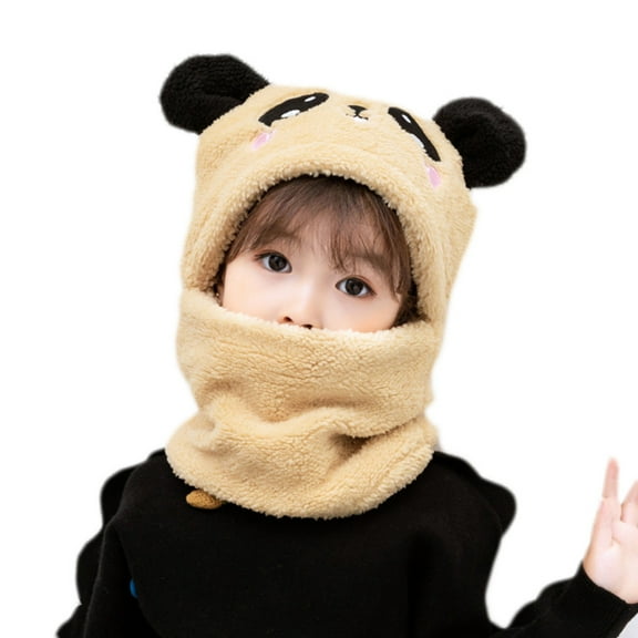 Cute Animal Balaclava Hat Warm Cycling Face Covering Winter Warmer Fleece Fuzzy Plush Hat Neck Gaiter for Adults Kids