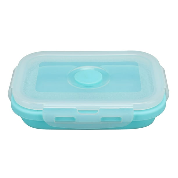 Contenedor plegable de silicona para almacenamiento de alimentos, resistente a altas temperaturas, apto para microondas, lonchera respetuosa con el medio ambiente, Bento Box, 1200 ml, azul