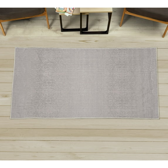 Floral Decorative Rug, Victorian Lace Flowers and Leaves Retro Background Old Fashioned Graphic, Quality Carpet for Bedroom Dorm and Living Room, 6 Sizes, Pale Grey, by Ambesonne