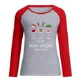 thumbnail image 4 of Fesfesfes Ugly Xmas Sweater Women's Casual Round Neck Raglan Color Matching Christmas Wine Cup Print Long Sleeve T-Shirt Top Shirt Under $10, 4 of 6