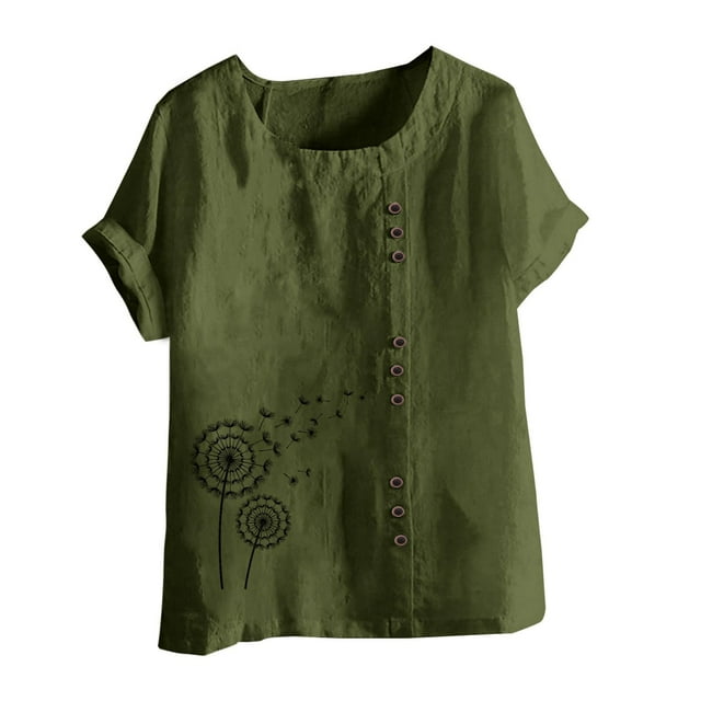 Blouses à Manches Courtes pour Femmes Mode Été Ample Imprimé Col Rond T-Shirt Manches Courtes Blouse Décontractée T-Shirts d'Été pour Femmes Blouse Manches Courtes T-Shirts d'Été pour Femmes