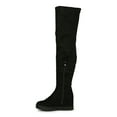 thumbnail image 4 of Women's Faux Suede Round Toe Platform Hidden Wedge Thigh High Boot 19776, 4 of 6