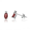 thumbnail image 1 of 14K White Gold Oval Garnet and Diamond Earrings, 1 of 2