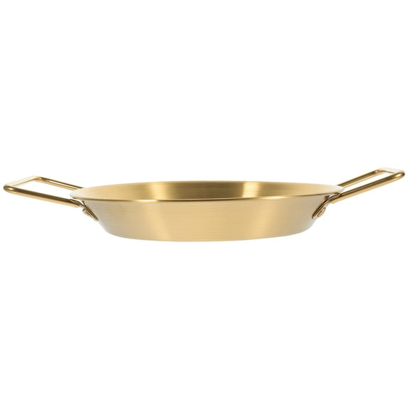 1pc Household Frying Saucepan Binaural Stainless Steel Pan for Pasta Plate Golden