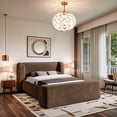 thumbnail image 2 of Meridian Furniture Modena Brown Chenille Fabric Upholstered Queen Bed, 2 of 10