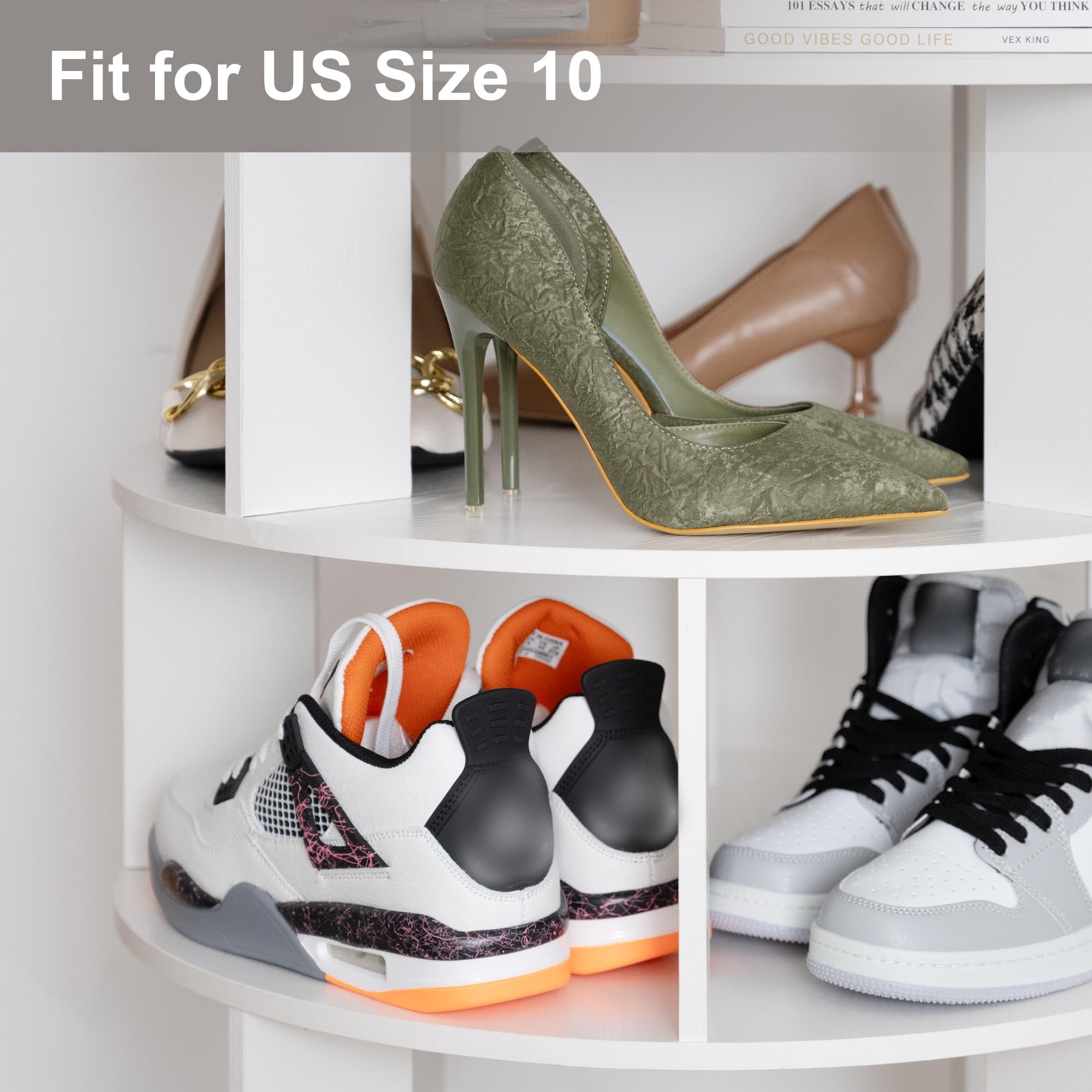 8 Tier Rotating Shoe Rack Tower, 32 Pair Shoe Organizer Shelf, White, 63.3" x 23.6" x 23.6"