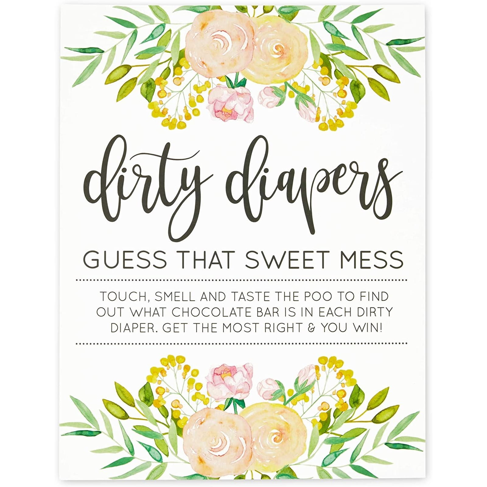 Dirty Nappy Diaper Baby Shower Guessing Game Boy Girl Unisex Guess The Mess Poo 