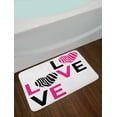 thumbnail image 2 of Pink Zebra Bath Mat, I Love You Calligraphy Zebra Stripes Hearts Valentines Illustration, Non-Slip Plush Mat Bathroom Kitchen Laundry Room Decor, 29.5 X 17.5 Inches, Pink Black and White, Ambesonne, 2 of 2