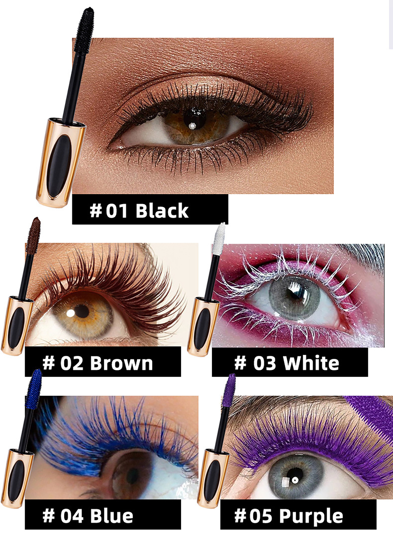 Beuking Blue Waterproof Mascara, 5D Silk Fiber photo 8