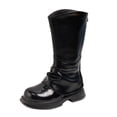 thumbnail image 2 of Girls Knee High Boots Fashion Lug Sole Side Zipper Tall Riding Boots for Toddler Little Kid Big Kid, 2 of 6