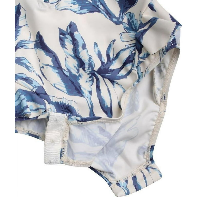 Jessica Simpson Baby Girls One Piece Bathing Suit UPF 50 Quick Dry Long Sleeve Quarter Zip Rash Guard